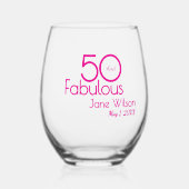 Modern Fifty and Fabulous Bold 50th Birthday Party ステムなしワイングラス (正面)