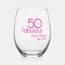 Modern Fifty and Fabulous Bold 50th Birthday Party ステムなしワイングラス