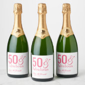 Modern Fifty and Fabulous Bold 50th Birthday Party スパークリングワインラベル (ボトル)