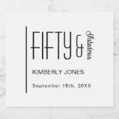 Modern Fifty and Fabulous Bold 50th Birthday Party スパークリングワインラベル (シングルラベル)