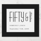 Modern Fifty and Fabulous Bold 50th Birthday Party スパークリングワインラベル (シングルラベル)