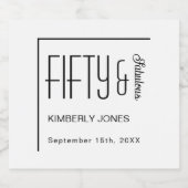 Modern Fifty and Fabulous Bold 50th Birthday Party スパークリングワインラベル (シングルラベル)