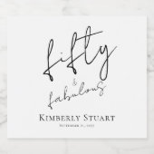 Modern Fifty and Fabulous Bold 50th Birthday Party スパークリングワインラベル (シングルラベル)