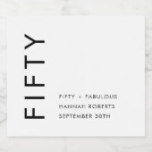 Modern Fifty and Fabulous Bold 50th Birthday Party スパークリングワインラベル (シングルラベル)