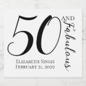 Modern Fifty and Fabulous Bold 50th Birthday Party スパークリングワインラベル (シングルラベル)