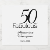 Modern Fifty and Fabulous Bold 50th Birthday Party スパークリングワインラベル (シングルラベル)