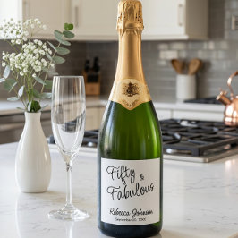 Modern Fifty and Fabulous Bold 50th Birthday Party スパークリングワインラベル