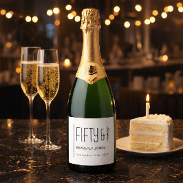 Modern Fifty and Fabulous Bold 50th Birthday Party スパークリングワインラベル