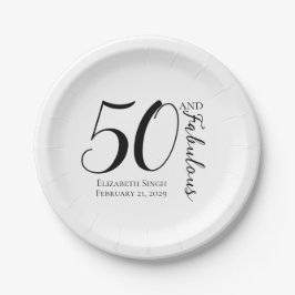 Modern Fifty and Fabulous Bold 50th Birthday Party ペーパープレート