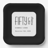 Modern Fifty and Fabulous Bold 50th Birthday Party ペーパープレート (正面)