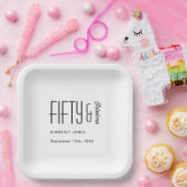 Modern Fifty and Fabulous Bold 50th Birthday Party ペーパープレート (パーティー)