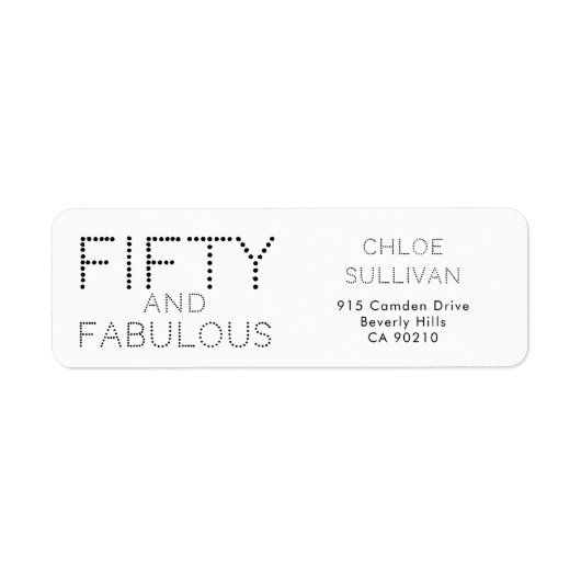 Modern Fifty and Fabulous Bold 50th Birthday Party ラベル (正面)