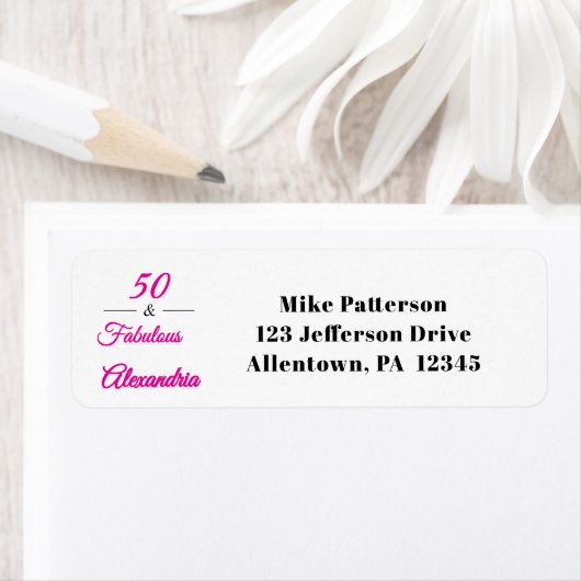 Modern Fifty and Fabulous Bold 50th Birthday Party ラベル (インサイチュ)