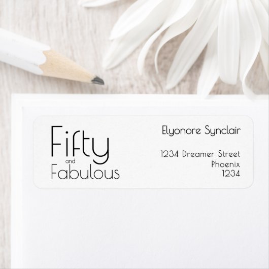 Modern Fifty and Fabulous Bold 50th Birthday Party ラベル (インサイチュ)