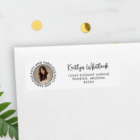 Modern Fifty and Fabulous Bold 50th Birthday Party ラベル