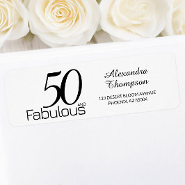 Modern Fifty and Fabulous Bold 50th Birthday Party ラベル