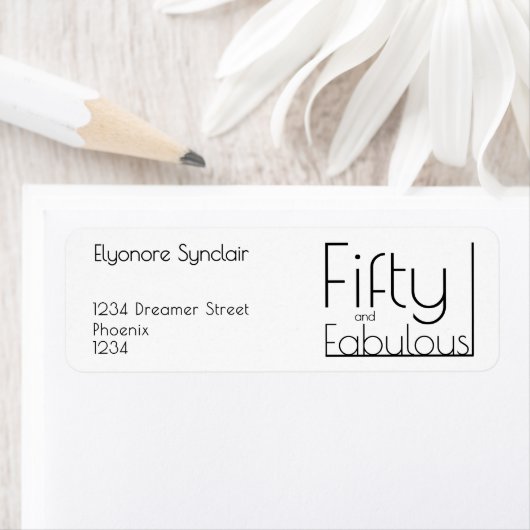 Modern Fifty and Fabulous Bold 50th Birthday Party ラベル (インサイチュ)