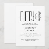 Modern Fifty And Fabulous Bold 50th Birthday Party 招待状 (正面/裏面)
