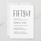 Modern Fifty And Fabulous Bold 50th Birthday Party 招待状 (正面)