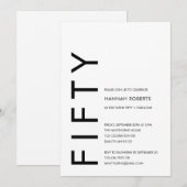 Modern Fifty and Fabulous Bold 50th Birthday Party 招待状 (正面/裏面)