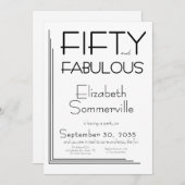 Modern Fifty and Fabulous Bold 50th Birthday Party 招待状 (正面/裏面)
