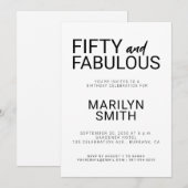 Modern Fifty and Fabulous Bold 50th Birthday Party 招待状 (正面/裏面)