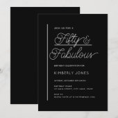 Modern Fifty and Fabulous Bold 50th Birthday Party 招待状 (正面/裏面)