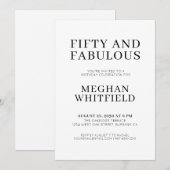 Modern Fifty and Fabulous Bold 50th Birthday Party 招待状 (正面/裏面)