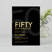 Modern Fifty and Fabulous Bold 50th Birthday Party 箔招待状 (立ち正面)