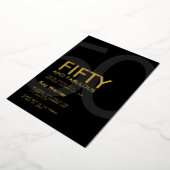 Modern Fifty and Fabulous Bold 50th Birthday Party 箔招待状 (回転した状態)