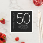 Modern Fifty and Fabulous Name Date 50th Birthday スタンダードカクテルナプキン (インサイチュ)