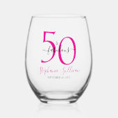Modern Fifty and Fabulous Pink 50th Birthday Party ステムなしワイングラス (正面)
