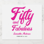Modern Fifty and Fabulous Pink 50th Birthday Party スパークリングワインラベル (シングルラベル)
