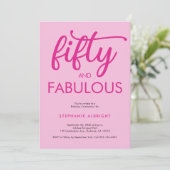 Modern Fifty and Fabulous Pink 50th Birthday Party 招待状 (スタンド正面)