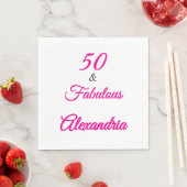 Modern Fifty &Fabulous Bold 50th Birthday Napkin スタンダードランチョンナプキン (インサイチュ)