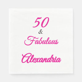 Modern Fifty &Fabulous Bold 50th Birthday Napkin スタンダードランチョンナプキン
