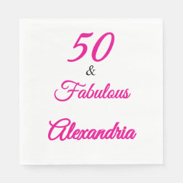 Modern Fifty &Fabulous Bold 50th Birthday Napkin スタンダードランチョンナプキン