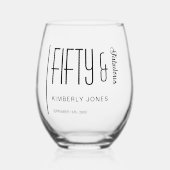 Modern Fifty & Fabulous Bold 50th Birthday Party ステムなしワイングラス (正面)