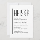 Modern Fifty & Fabulous Bold 50th Birthday Party 招待状 (正面)