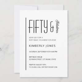 Modern Fifty & Fabulous Bold 50th Birthday Party 招待状