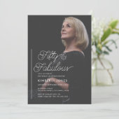 Modern Fifty & Fabulous Photo 50th Birthday Party 招待状 (スタンド正面)