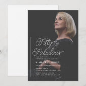 Modern Fifty & Fabulous Photo 50th Birthday Party 招待状 (正面/裏面)