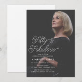 Modern Fifty & Fabulous Photo 50th Birthday Party 招待状 (正面/裏面)