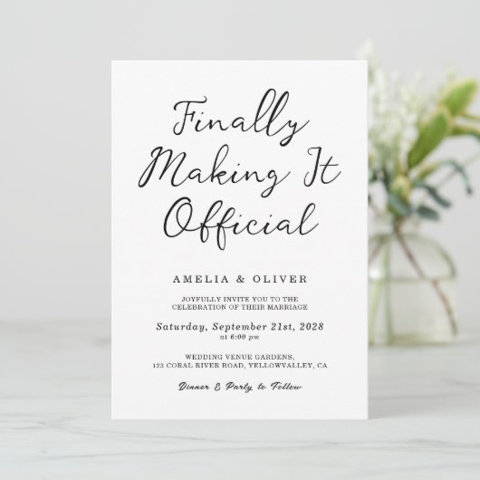 Modern Finally Making It Official Wedding 招待状 (スタンド正面)