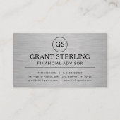 Modern Financial Advisor Metallic Luxury Monogram 名刺 (正面)