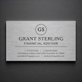 Modern Financial Advisor Metallic Luxury Monogram 名刺