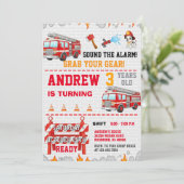 Modern Fire Fighter Station Rescue Truck Flames 招待状 (スタンド正面)