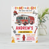 Modern FireFigher truck Birthday with image 招待状 (スタンド正面)