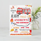 Modern Firefighter Party Birthday For boy 招待状 (スタンド正面)