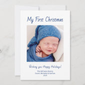 Modern First Christmas Cute Baby Boy Photo  シーズンカード (正面)